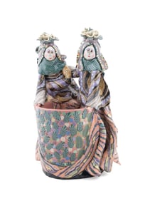 JANE PEISER, CERAMIC PLANER WITH TWO WOMAN