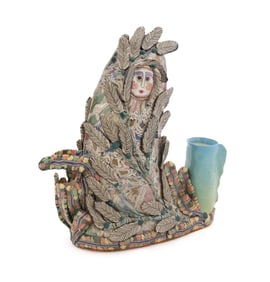 JANE PEISER FIGURAL CANDLESTICK CERAMIC SCULPTURE