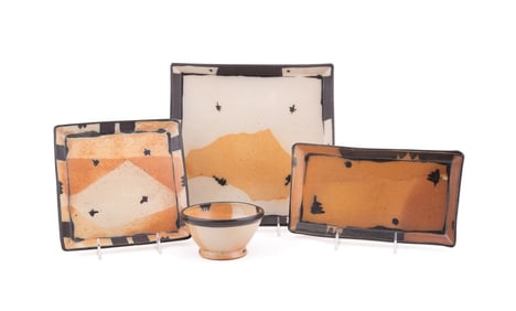TERRY GESS, 4 STUDIO POTTERY STONEWARE TABLEWARES