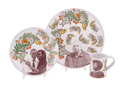 ROTHSHANK, 3 PIECE POLITICAL POTTERY TABLEWARES