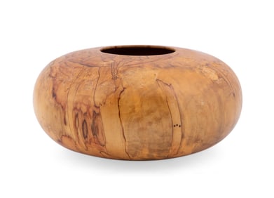 ED MOULTHROP TURNED ASH-LEAF MAPLE DONUT VESSEL