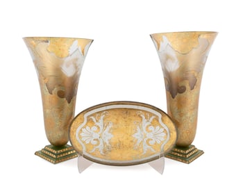 MANNER SALVATORE POLIZZI, TWO VASES & AN OVAL BOWL
