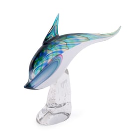 MARIO MELLORA STUDIO DOLPHIN GLASS SCULPTURE