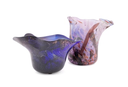 HERMAN LEONHARDT, TWO 'SWAMP ART' GLASS BOWLS