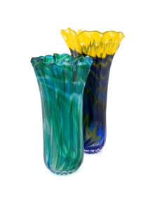 HERMAN LEONHARDT, TWO 'SWAMP ART' GLASS VASES