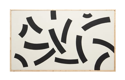 SAM EZELL, BLACK AND WHITE MODERN GEOMETRIC OIL