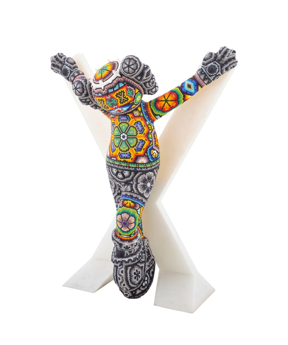 R. WOLFRYD (CHROMA), 'CHRIST CLIMBED DOWN', AP: Rick Wolfryd (CHROMA) (American, born 1953). "Christ Climbed Down" - 2024, Mexican Huichol polychrome glass beadwork, 3-D printed plastic, signed "CHROMA / aka / Rick Wolfryd / "Christ Climbed / Down"