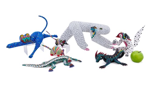 SEVEN ALEBRIJE MEXICAN PAINTED ANIMAL FIGURES