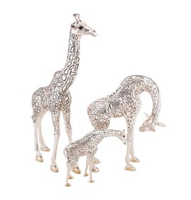 CLAUDIO RODRIGUEZ FOR D'ARGENTI, 3 SILVER GIRAFFES
