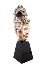 MAYAN WARRIOR SILVER PLATED BUST, D'ARGENTA