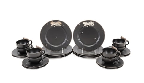 EMILIA CASTILLO JAGUAR MOTIF DINNERWARE, 24 PIECES