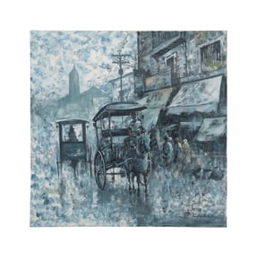 CESAR BUENAVENTURA, 1974 RAINY STREET SCENE, OIL
