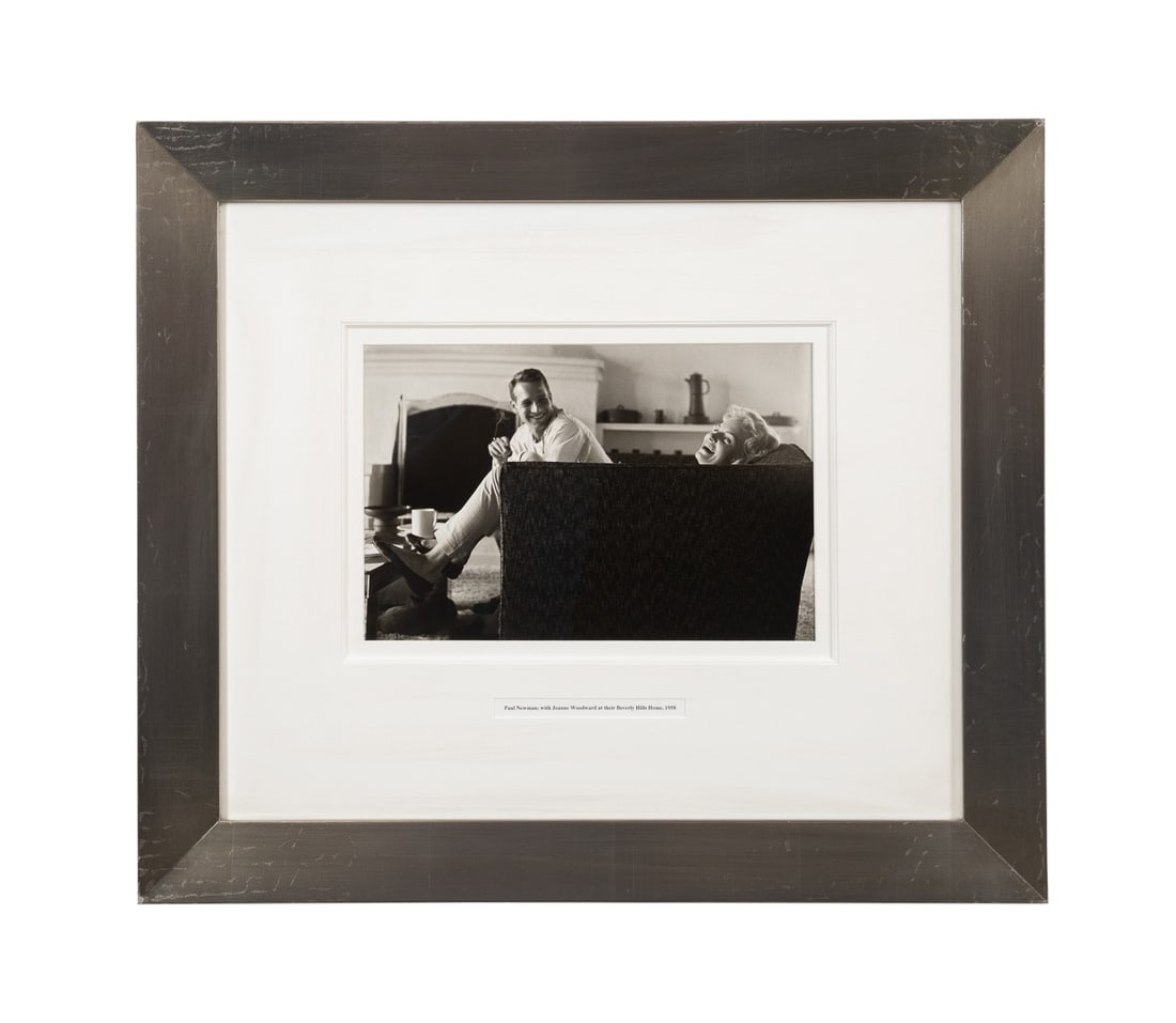 SID AVERY, 1958 'DOMESTIC BLISS', B&W PHOTO: Sid Avery (American, 1918-2002). " Domestic Bliss: Paul Newman; with Joanne Woodward at their Beverly Hills Home'" - 1958, silver gelatin print, printed later, signed, titled, dated and numbered 22/70