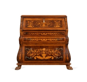 CONTINENTAL FLORAL MARQUETRY BOMBE SECRETARY