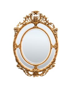 19TH C. ROCOCO REVIVAL OVAL GILTWOOD MIRROR
