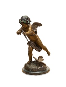 AFTER JEAN-ANTOINE HOUDON, BRONZE FIGURE OF CUPID