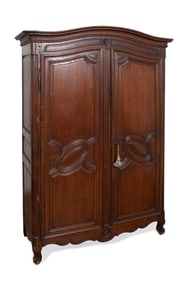 19TH C. LOUIS XV PROVINCIAL STYLE WALNUT ARMOIRE