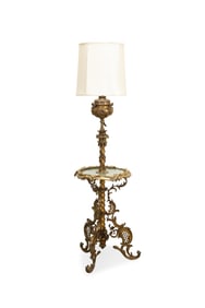 LOUIS XV REVIVAL GILT BRONZE & MARBLE FLOOR LAMP