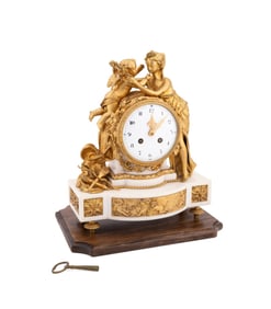 LOUIS XVI REVIVAL ORMOLU MOUNTED MARBLE CLOCK