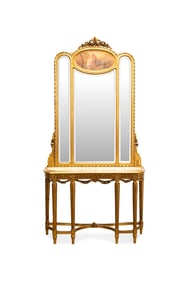 LOUIS XVI REVIVAL GILTWOOD CONSOLE AND MIRROR