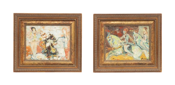 Y. FRENKEL- FRENEL, 2 CIRCUS THEMED, OIL PAINTINGS