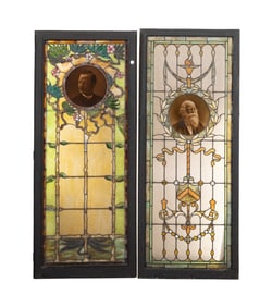 LEO P. FROHE, TWO PAINTED & STAINED GLASS WINDOWS