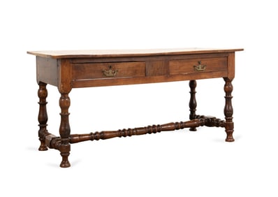 19TH C. LOUIS XIII STYLE WALNUT LIBRARY TABLE