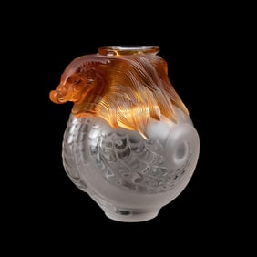 LALIQUE 'IMPERIAL DRAGON' CRYSTAL VASE, 3/99