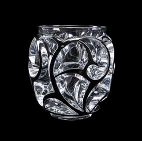 LALIQUE TOURBILLONS ENAMEL & CRYSTAL VASE, 199/999