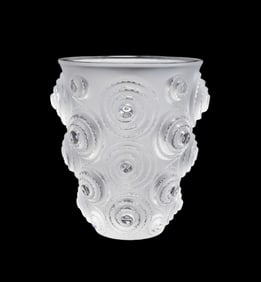 LALIQUE 'SPIRALES' COLORLESS & FROSTED GLASS VASE