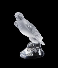 LALIQUE 'FALCON' FROSTED CRYSTAL SCULPTURE