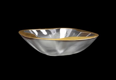 LALIQUE 'STRESA' GILT RIM CRYSTAL BOWL