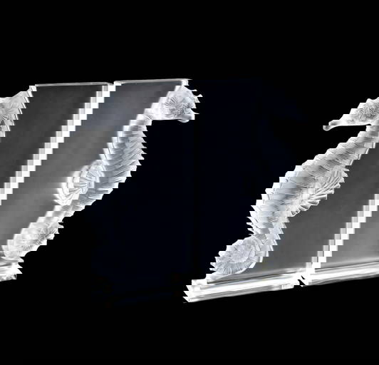 Lalique Crystal Seahorse Brooch