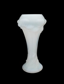 LALIQUE 'BUTTON ROSE' WHITE OPALESCENT VASE, 2005