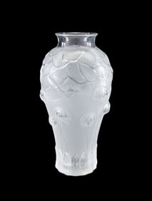 LALIQUE 'GIVERNY' COLORLESS FROSTED CRYSTAL VASE
