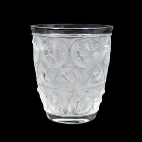LALIQUE 'ACROBATS' FROSTED & CLEAR CRYSTAL VASE