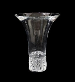 LALIQUE 'JAZZY' COLORLESS & FROSTED VASE