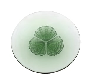 LALIQUE ROCKLEY GREEN CRYSTAL CENTER BOWL