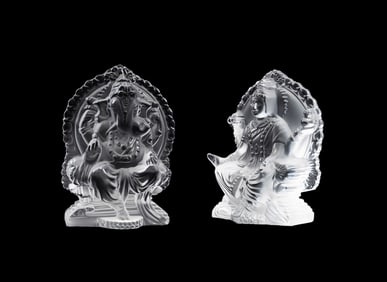 LALIQUE GANESH & BUDDHA CRYSTAL FIGURES