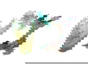 DAUM, PATE DE VERRE CANDLE PRICKET & CATTLEYA VASE: Daum (French, founded 1878). Two pate de verre tablewares, comprising one three pricket candlestick holder, having snail motif, and one Emilio Robba (French, born 1944) "Cattleya" small vase, having a