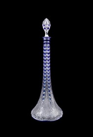 BACCARAT CLEAR & COBALT CUT CRYSTAL DECANTER