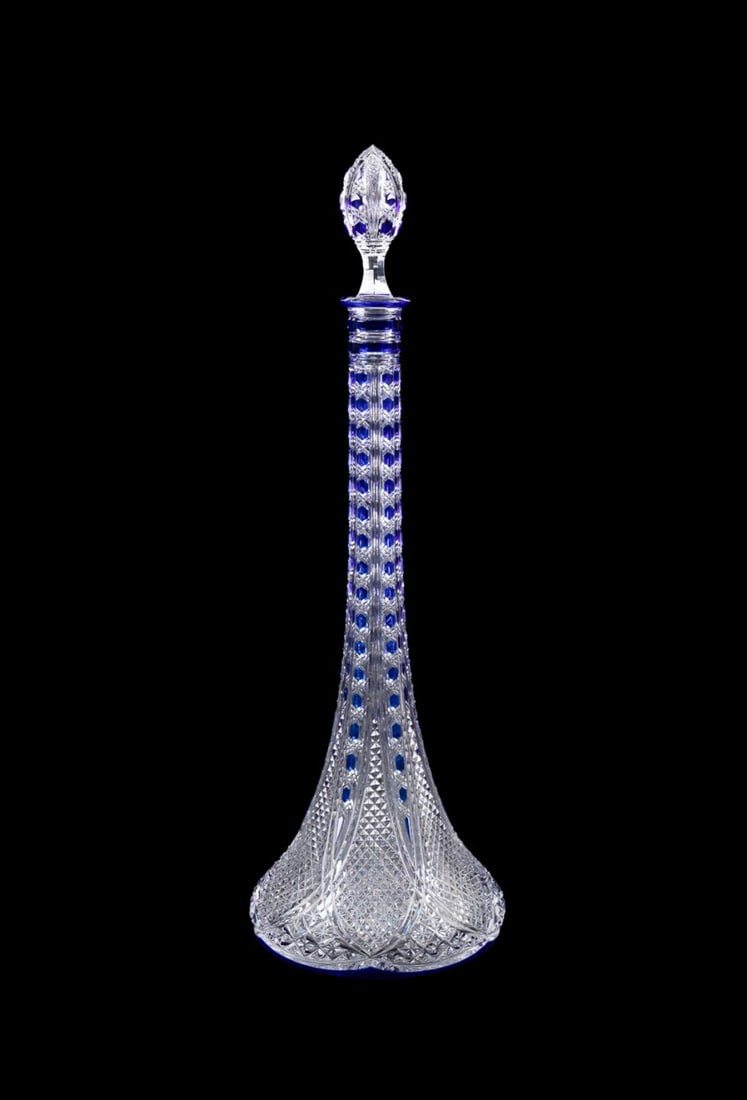 BACCARAT CLEAR & COBALT CUT CRYSTAL DECANTER (1 of 6)
