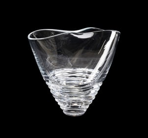FUMIO SASSA FOR HOYA, COLORLESS CRYSTAL VASE