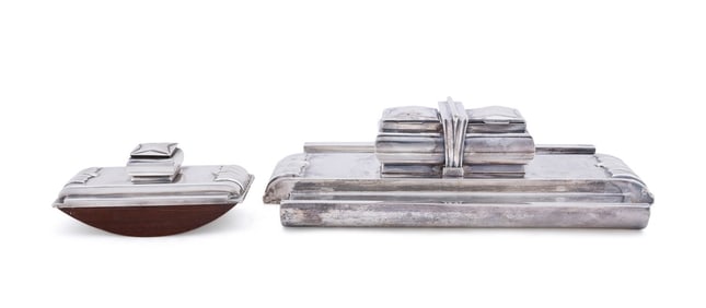 AUSTRIAN 2PC ART DECO .800 SILVER DESK SET