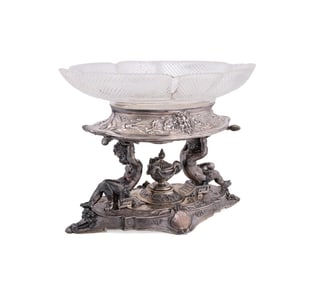 ELKINGTON & CO. STERLING AND CUT GLASS CENTERPIECE