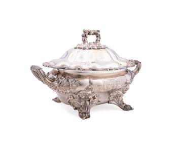 GEORGIAN OLD SHEFFIELD PLATE ARMORIAL TUREEN