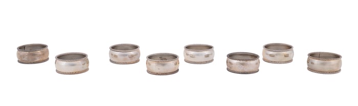 MEXICAN STERLING SILVER NAPKIN RINGS, SET OF 8
