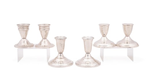 AMERICAN WEIGHTED STERLING CANDLESTICKS, 3 PAIRS