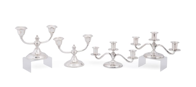 FOUR AMERICAN WEIGHTED STERLING CANDELABRAS