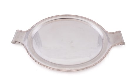 VICTOR OBLER CO. LARGE ARMORIAL SILVERPLATE WAITER